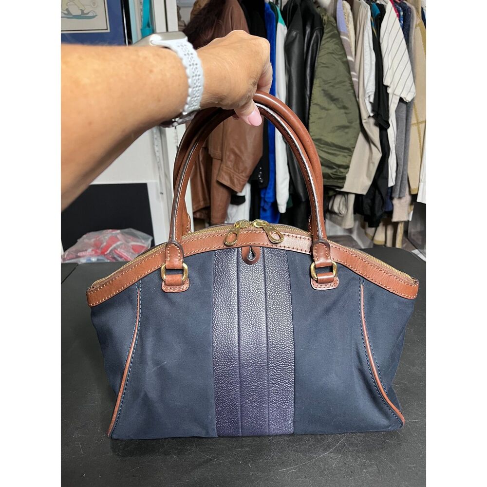 Brooks Brothers Rare Vintage Canvas Leather Crescent Tote RARE